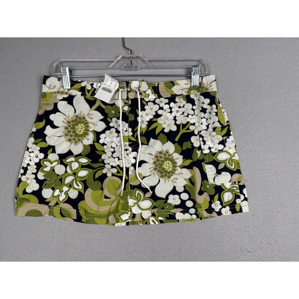J Crew Skort Womens 2 Multicolor Floral Cotton Twill Drawstring Cargo Pockets